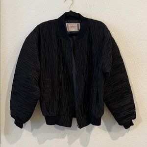 Vintage Capucci Creations Black Textured Bomber Jacket